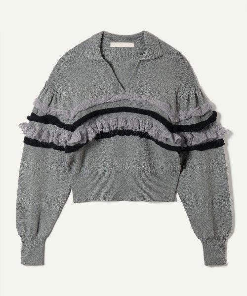 leinwande（ラインヴァンド） ニット セーター Textured Ruffle Sleeve