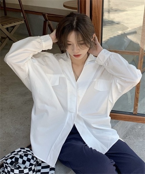 Dream garden（ドリームガーデン） ブラウス シャツ ノーカラーVネック