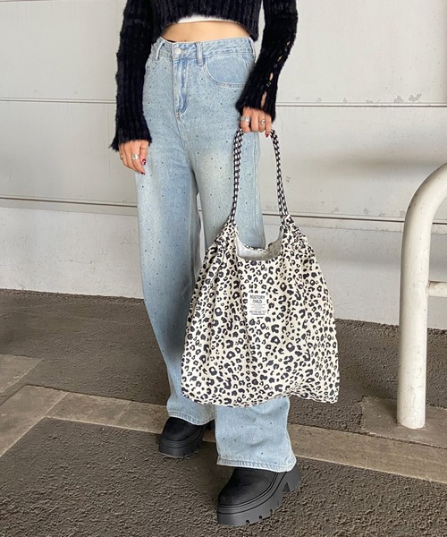rire トートバッグ ヒョウ柄コードハンドルトートバッグ レディース