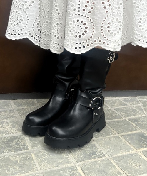 VIVIAN（ヴィヴィアン） ブーツ 厚底リングハーネスエンジニアミドル