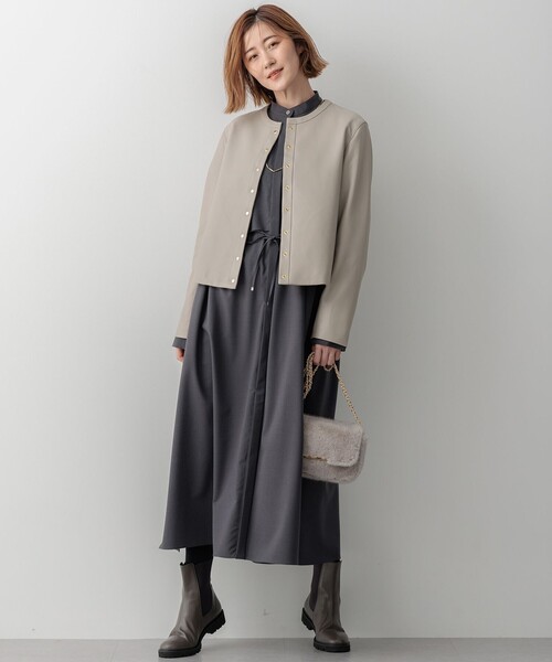 ジャケット ノーカラージャケット ラムレザー レディース : ZOZOTOWN