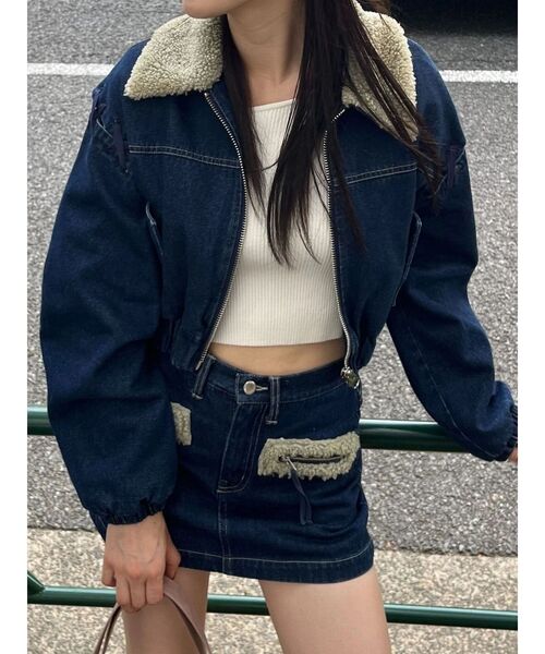 EMODA（エモダ） ブルゾン アウター ボアカラーデニムブルゾン