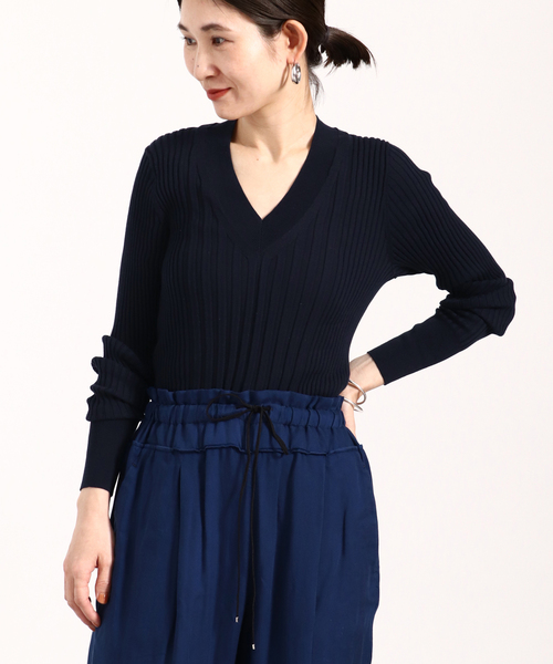 VERMEIL par iena（ヴェルメイユパーイエナ） ニット イタリア糸 リブV