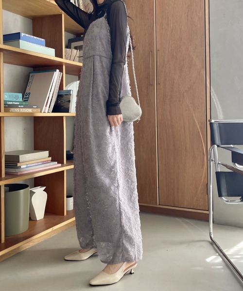 Eclat one オールインワン 「Eclat one」花柄 シアー ジャガード