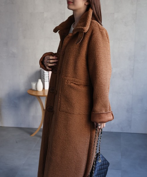 sakishimatokyo ムートンコート ボアコート シングルブレスト