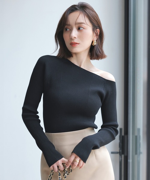 anuans（アニュアンス） ニット セーター アシンメトリーリブニット