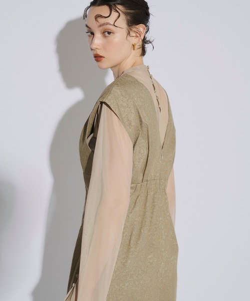 ANDRESD ドレス Vラインジャガードドレス / V line jacquard dress