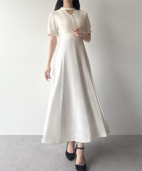 mipiarl ワンピース チョーカーデザインジョーゼットフレアワンピース