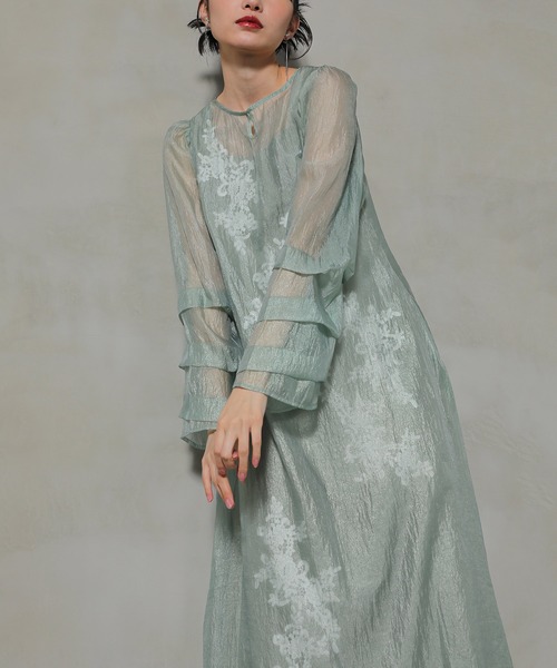 Kana ドレス モチーフレース シアー ワンピース パーティードレス 結婚