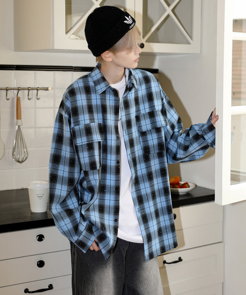 NEOS（KOKUYO） シャツ 「neos」ルーズシルエット ドット ライン