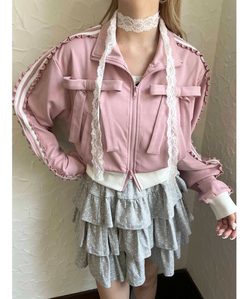 ジャージ 「セットアップ可能」リボントラックジャケット レディース