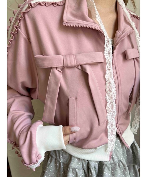 ジャージ 「セットアップ可能」リボントラックジャケット レディース