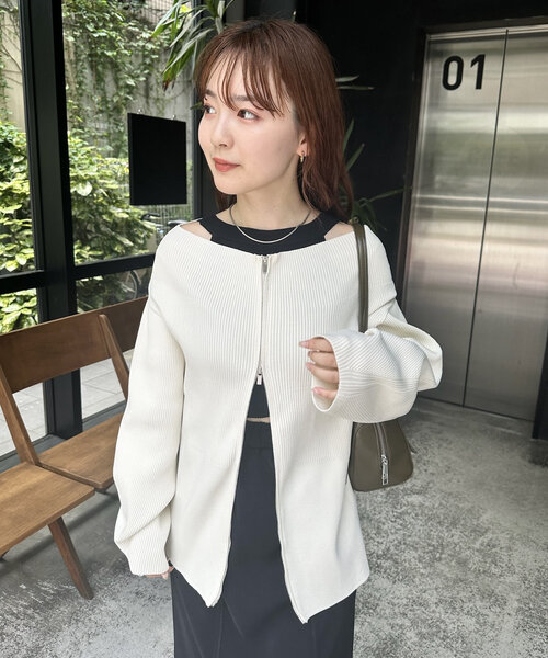 mystic（ミスティック） カーディガン ワイドネックZIPカーディガン