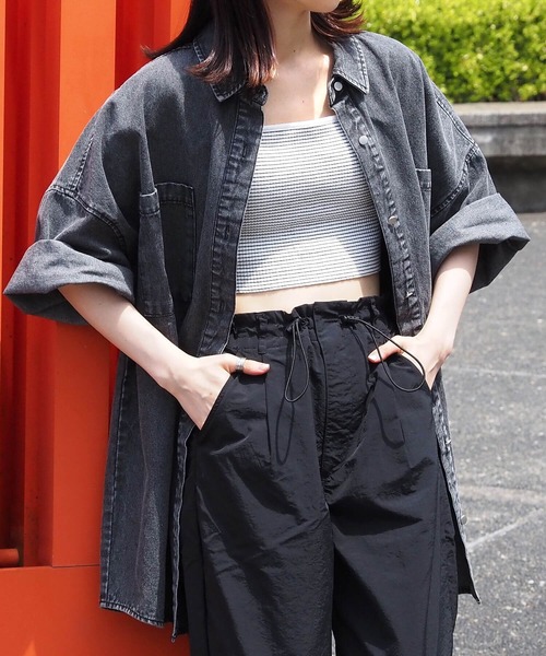 tiptop（ティップトップ） ブラウス シャツ デニム半袖BIGシャツ