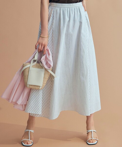 23区（ニジュウサンク） スカート 「洗える」リネンコットンストライプ