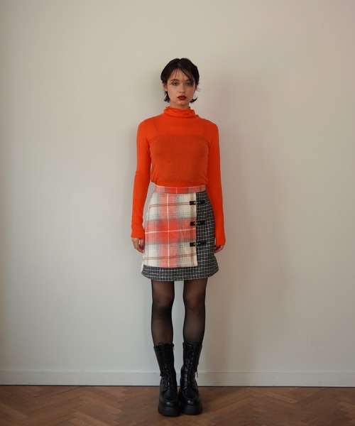 TINA：JOJUN（ティーナジョジュン） スカート チェック柄 ラップ風