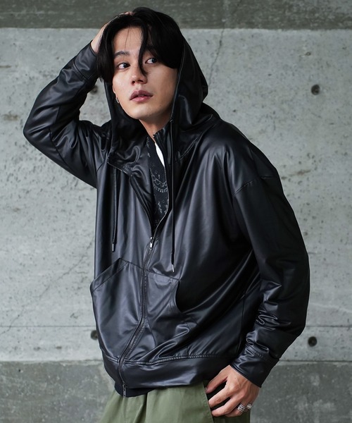 En serio TOKYO パーカー スパンデックスハイネックZIPパーカー メンズ