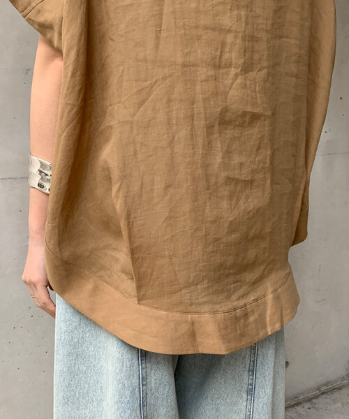 DouDou（ドゥドゥ） ブラウス シャツ リネンドロストフレンチシャツ