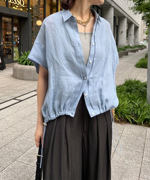 DouDou（ドゥドゥ） ブラウス シャツ リネンドロストフレンチシャツ
