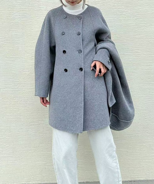 aimoha（アイモハ） コート アウター フードマフラー付きダブル