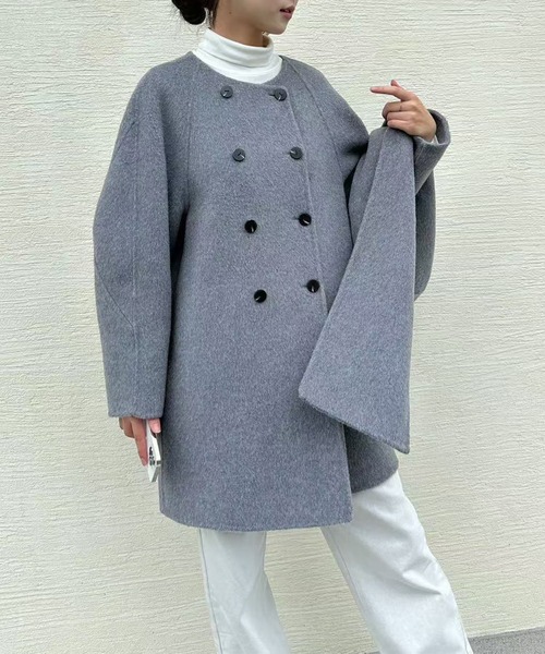 aimoha（アイモハ） コート アウター フードマフラー付きダブル