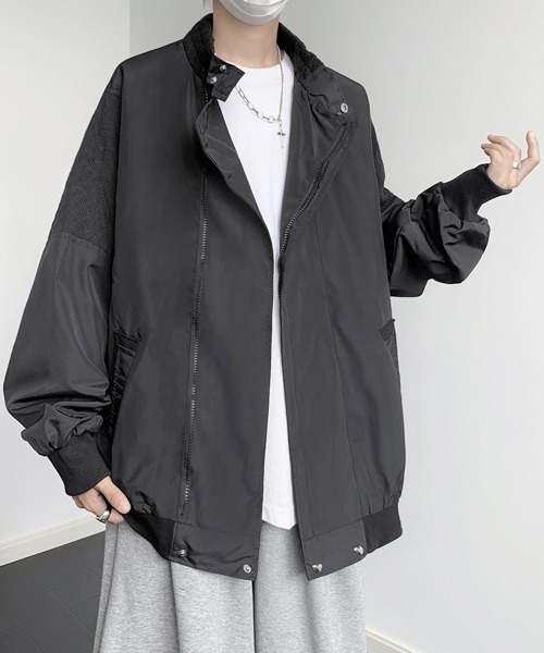 ブルゾン アウター 「FVLMEN」knit design standneck zip jacket