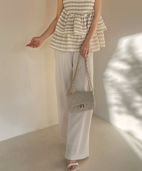 anuans（アニュアンス） スラックス パンツ ピンタックストレート