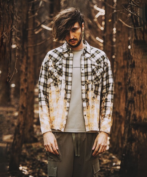 NO ID.（ノーアイディー） シャツ 「NO ID.」Bleach Check Western