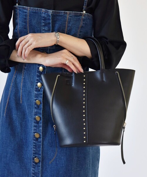 quaranciel トートバッグ quaranciel: 2way スタッズ バケツ トート