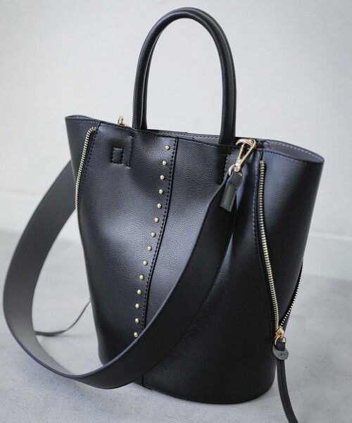 quaranciel トートバッグ quaranciel: 2way スタッズ バケツ トート