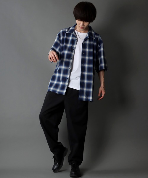 SITRY（シトリー） シャツ Ombre check Oversize open Collar shirt