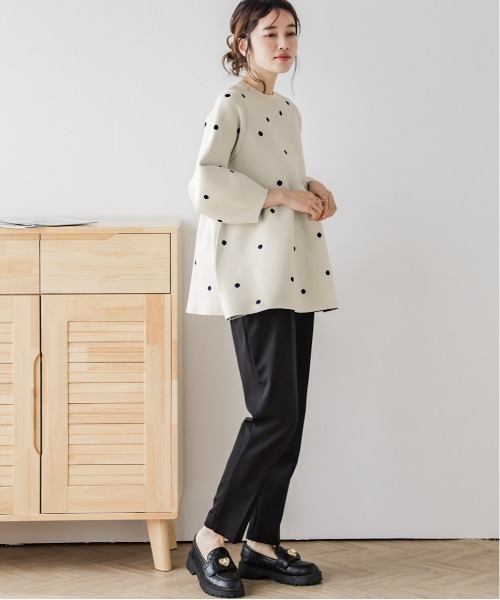 Lajour ニット セーター 日本製ペプラムニットプルオーバー レディース