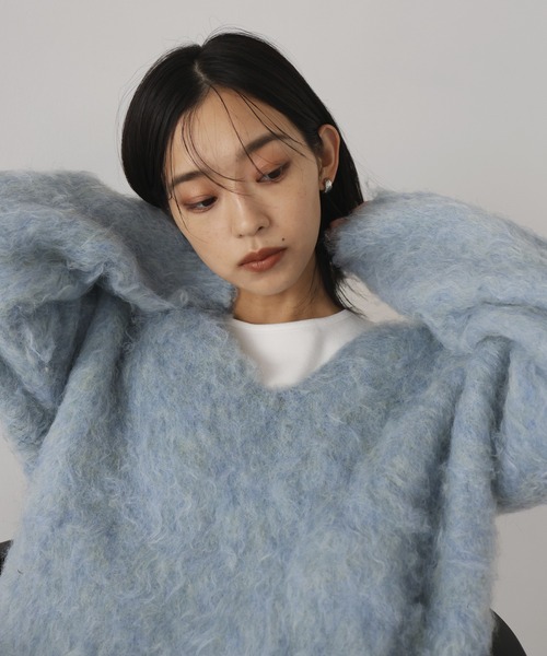 hellam（ヘラム） ニット セーター ミックスシャギー Vネックニット