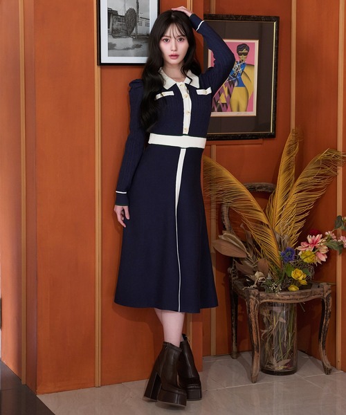 REDYAZEL（レディアゼル） ワンピース マルチケーブルバイカラーニット