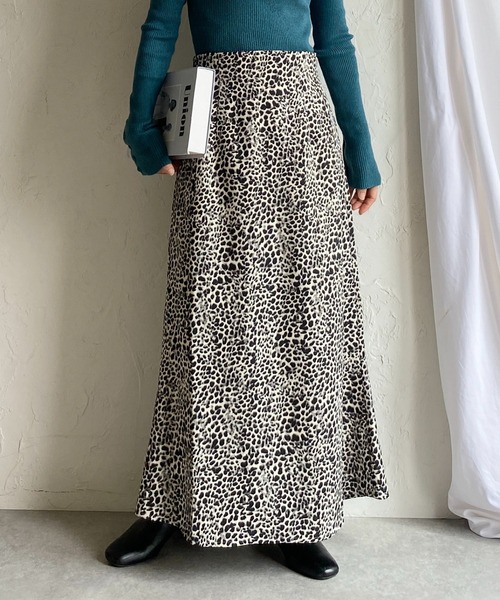 She's Closet スカート レオパード/豹ヒョウ柄プリントフレアロング