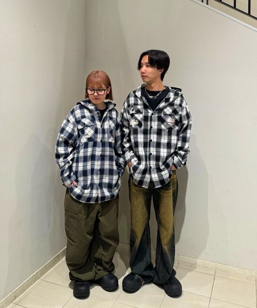 MEMORY パーカー 「MEMORY」オンブレチェック シャツパーカー / Ombre