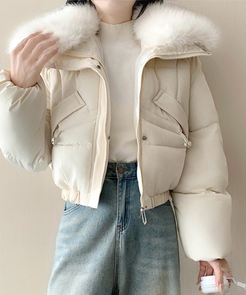ダウンコート ダウンジャケット フェイクファー付きショートジャケット