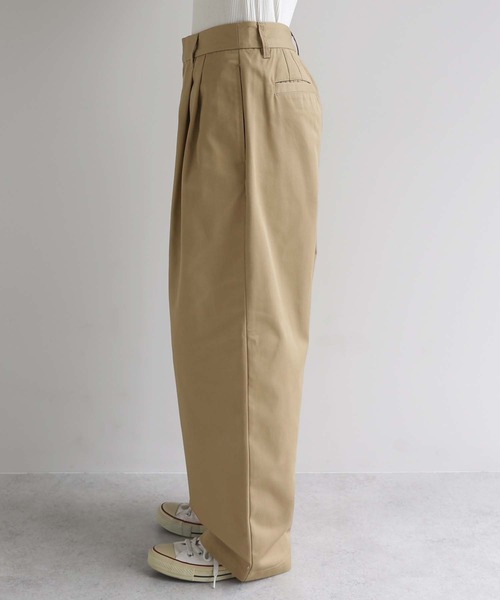 ANME チノパン TCツイル2タックテーパードロングパンツ レディース