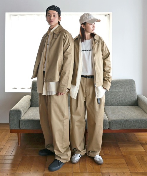 ANME チノパン TCツイル2タックテーパードロングパンツ レディース