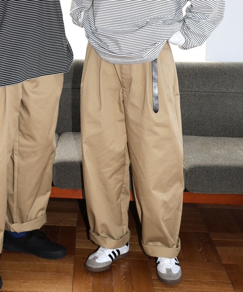 ANME チノパン TCツイル2タックテーパードロングパンツ レディース
