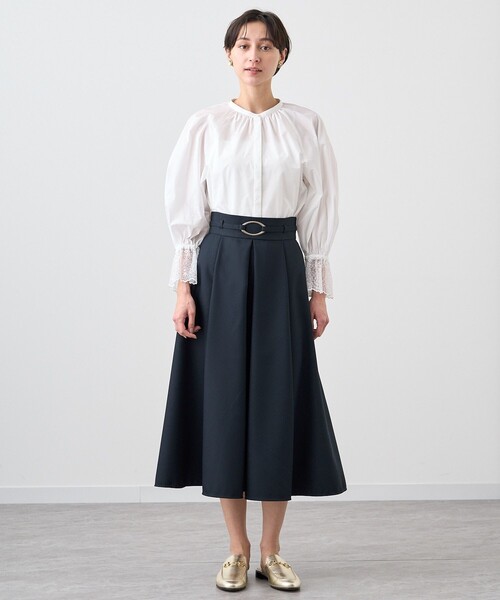 ANAYI（アナイ） ブラウス シャツ マイクロタフタレースパフ袖