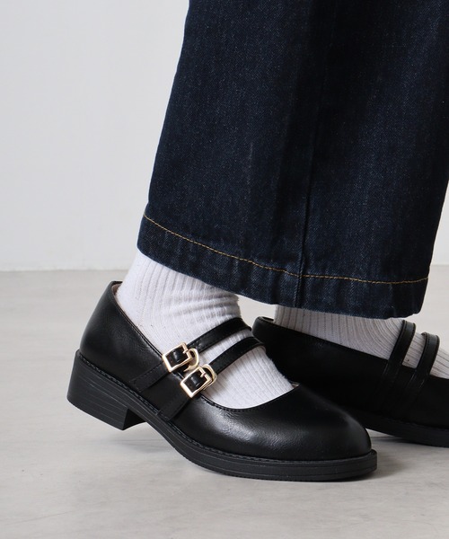 パンプス AAA+Feminine ダブルストラップメリージェーンパンプス