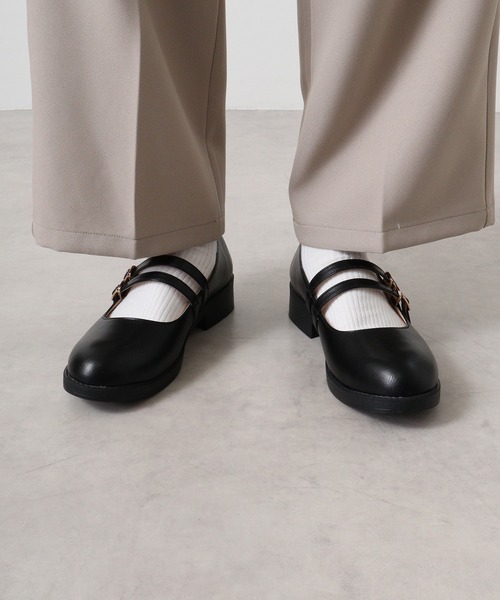 パンプス AAA+Feminine ダブルストラップメリージェーンパンプス