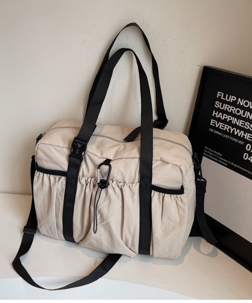 ボストンバッグ 「2WAY」アウトポケット大容量ナイロンボストン