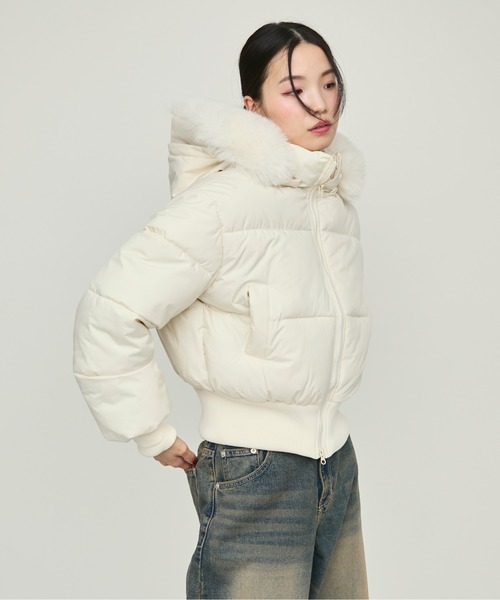 NUJOH ダウンコート ダウンジャケット Faux Fur Hooded Down Jacket