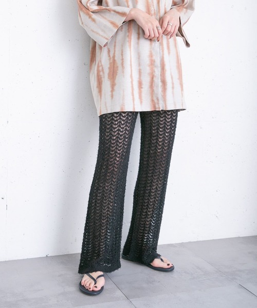 KBF（ケービーエフ） パンツ 透かし編みニットパンツ レディース