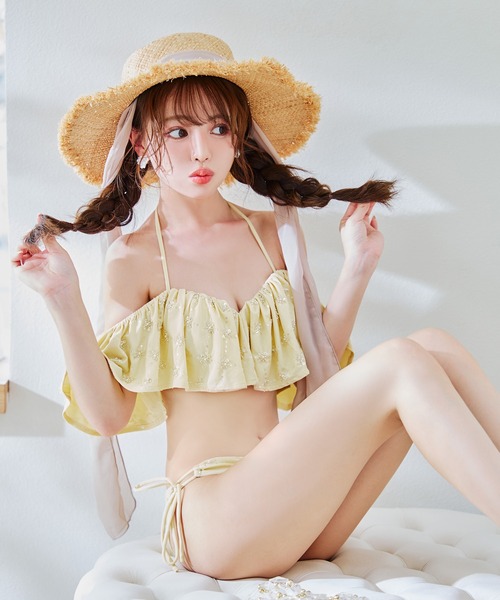 sugar nine 水着 ビジューオフショルダーフリルビキニ 2点セット
