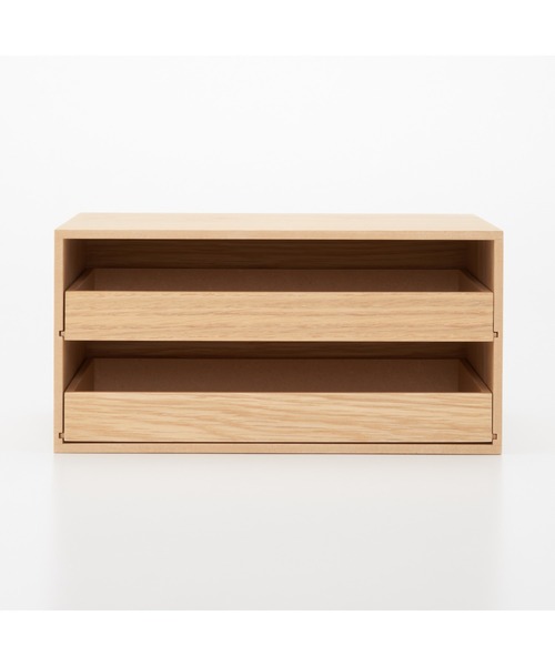 無印良品（MUJI） 収納 木製トレー収納2段引出 約幅25．2x奥行
