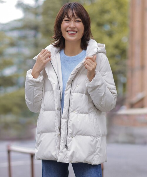 ダウンコート ダウンジャケット 「洗える・2way」タフタダウン ミドル