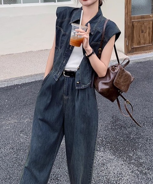 Aelina セットアップ デニムセットアップ レディース : ZOZOTOWN Yahoo